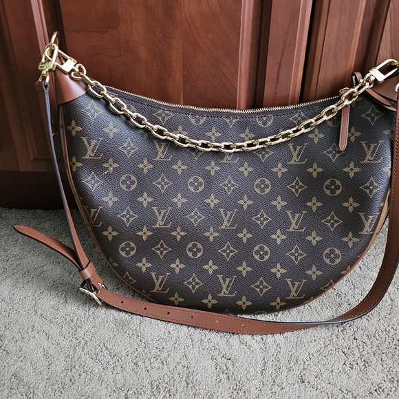 Brown & Gold LV Print Large Hobo Bag main image 1